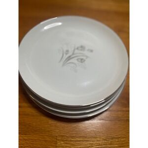 Vintage Creative Royal Elegance Fine China Plates Set of 4 Silver Floral
